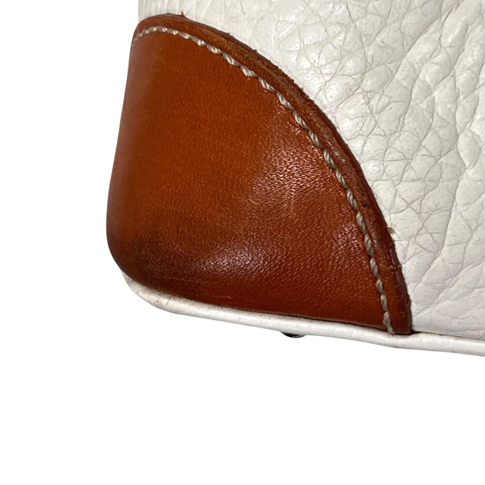 Dooney & Bourke Leather Purse Handbag Satchel Pebble Grain Domed White Tan Trim - Picture 9 of 16
